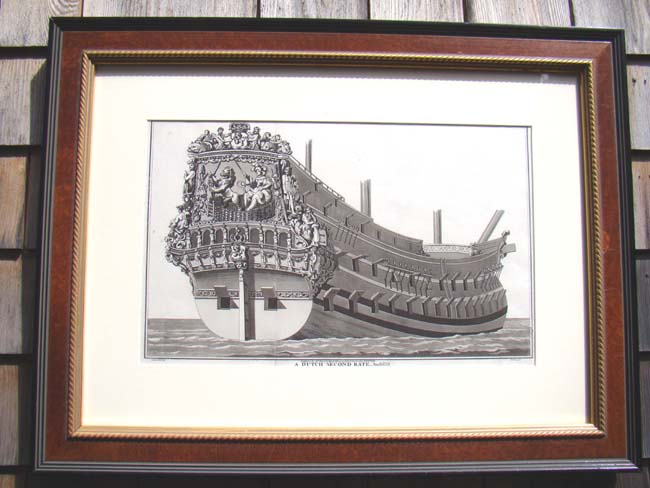 A wonderful copper plate engraving published in 1801 of a "Dutch Second Rate" Man of War circa 1670 — image 2